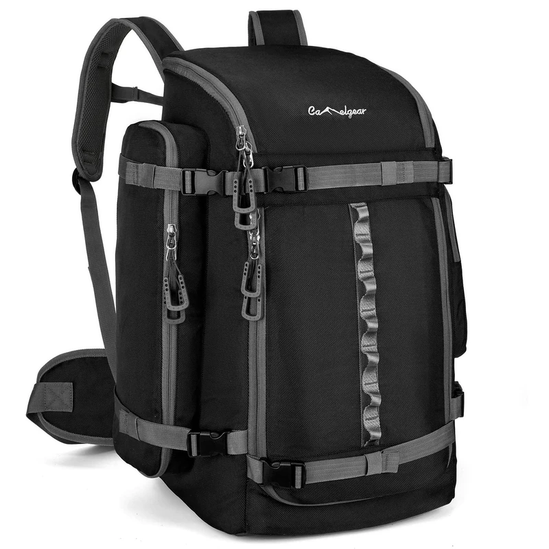 65L Ski Boot Bag,Large Travel Backpack For Women Men, Snowboard Bags,Durable Waterproof 1680D Nylon Padded Ski Boot Backpack For Skiing/Snowboarding Gear,Boots ,Gloves,Jacket,Mask, Helmet, Goggles