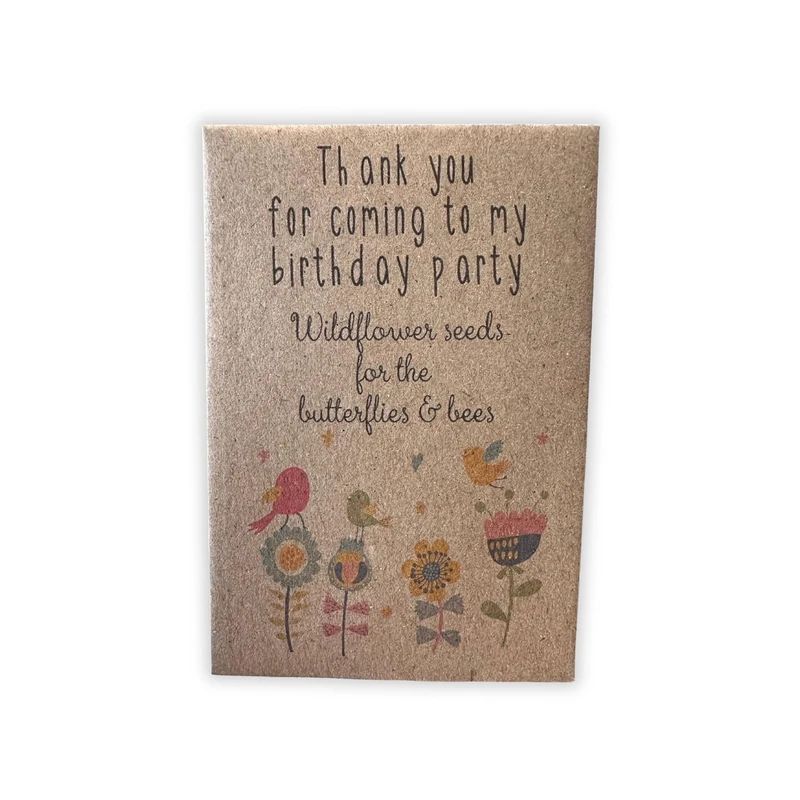 Children's Birthday Wildflower Seed Packets Envelopes x20 Contains Seed, Eco Plastic Free Party Bag Fillers, Prize, Kids Party Present Goody Loot Swag Bag Filler