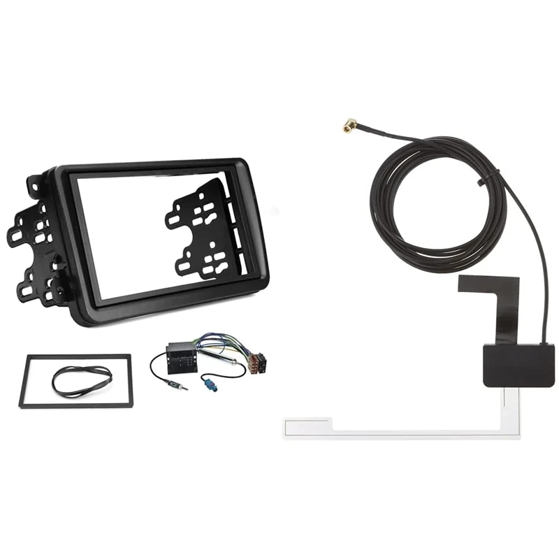 Sound Way 2 DIN Car stereo facia radio adapter compatible with VW Volkswagen Skoda Seat froom 2004 & Pioneer DAB Antenna - Image 1