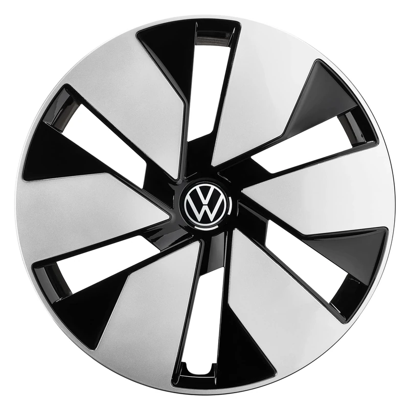 Volkswagen 10A071458BWZG Hub Caps (Set of 4) 18 Inch Steel Wheel Trims Bicolour Black/Silver