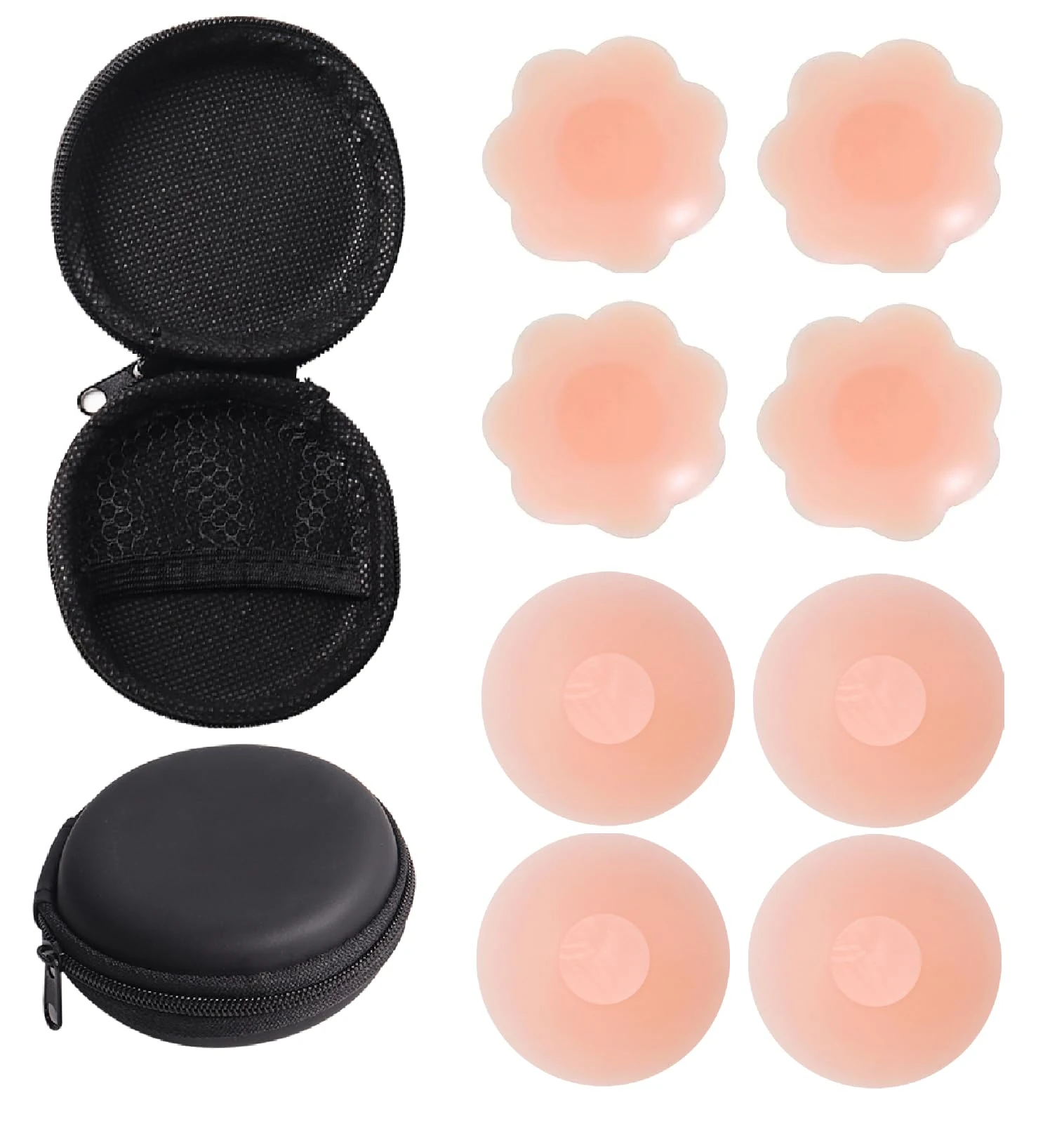 INTELLIGRON Skin Silicone Nipple Covers Reusable for Women - Adhesive Nipple Pads for Strapless Outfits BoobTapes Nippie Cover for Tops Nipple Pasties for Boobs ALEAF
