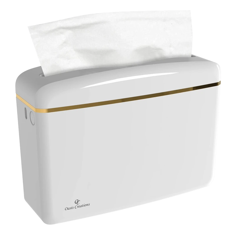 Oasis Creations Countertop Multifold Hand Paper Towel Dispenser by, Single Sheet Dispensing – Glossy White