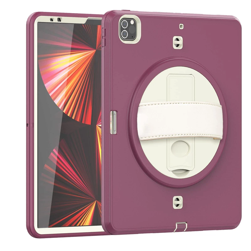 iPad Pro 12.9 Case 2021/2020, with 360 Rotating Stand Handle/Crossbody Pencil Holder, for iPad Pro 12.9 Inch 5th/4th Generation Tablet Case-Red 1