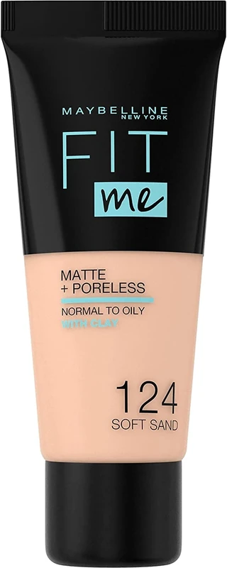 Maybelline Fit Me Matte + Poreless Foundation 124 Soft Sand - 2 Pack