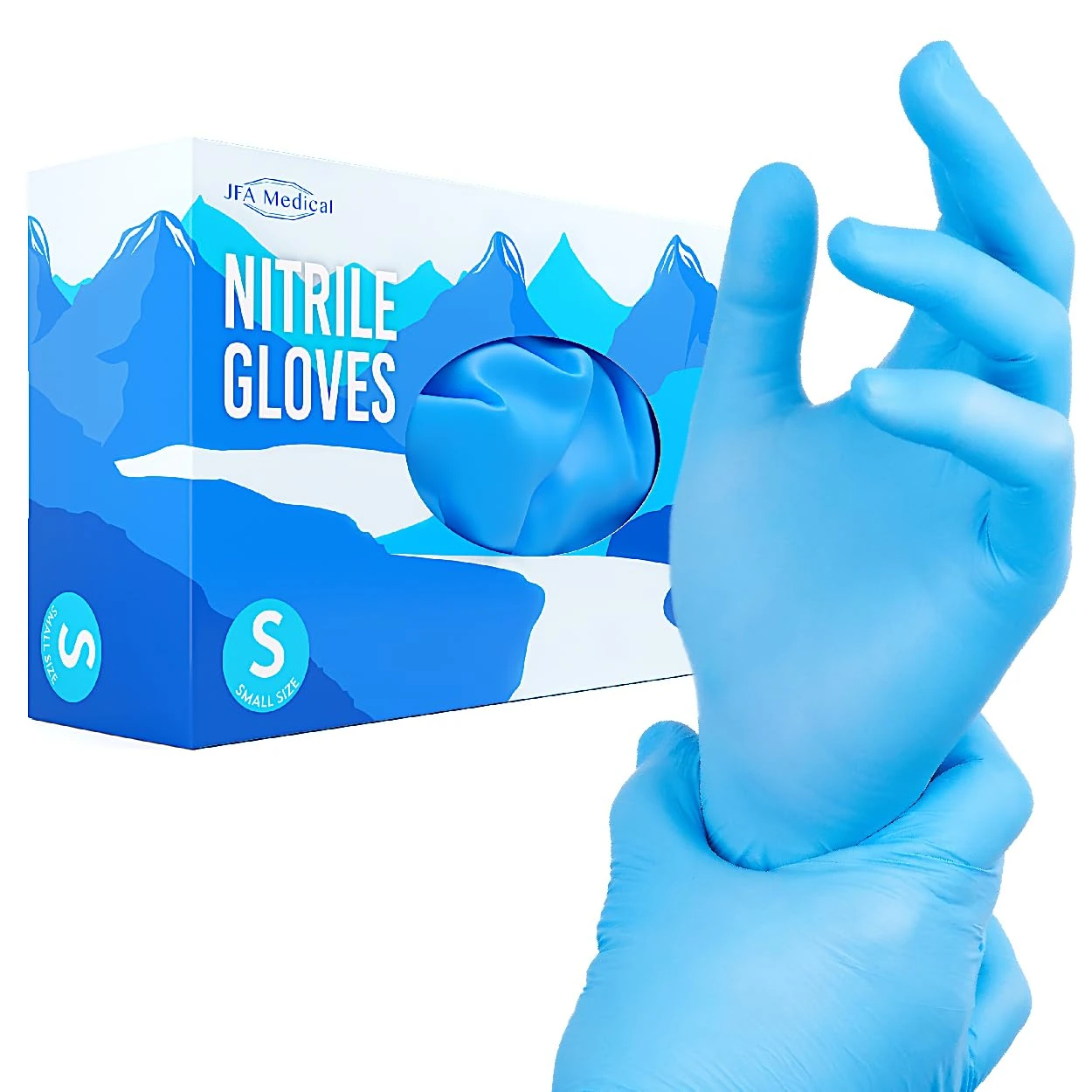 JFA Medical Disposable Powder Free, Latex Free, Food Grade, Food Prep Blue Nitrile Gloves - Box of 100 (Small)