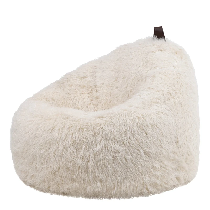 icon Cocoon Faux Fur Bean Bag, Natural, Large Adult Bean Bag Chair with Filling Included, Comfy Chair, Living Room, Living Room Furniture, Bedroom Furniture