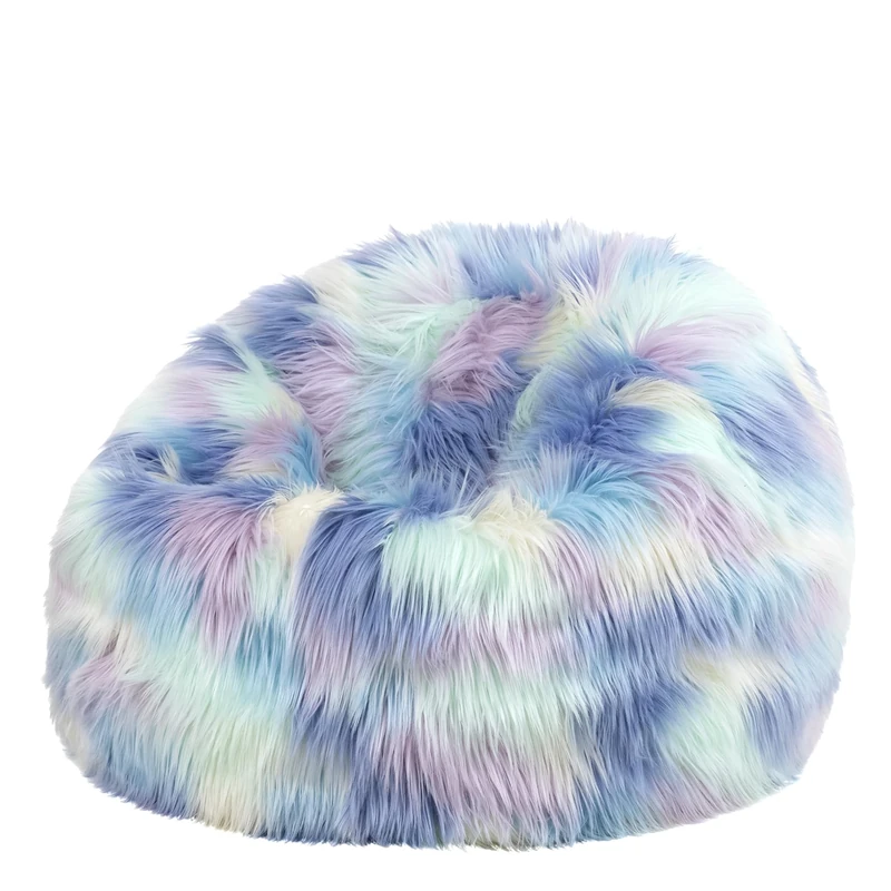 icon Kingston Faux Fur Fluffy Kids Bean Bag, Unicorn, Fluffy Kids Bean Bag Chair with Filling Included for Girls and Boys, Childrens Chair, Beanbags for Children, Playroom Décor, Bedroom Accessories