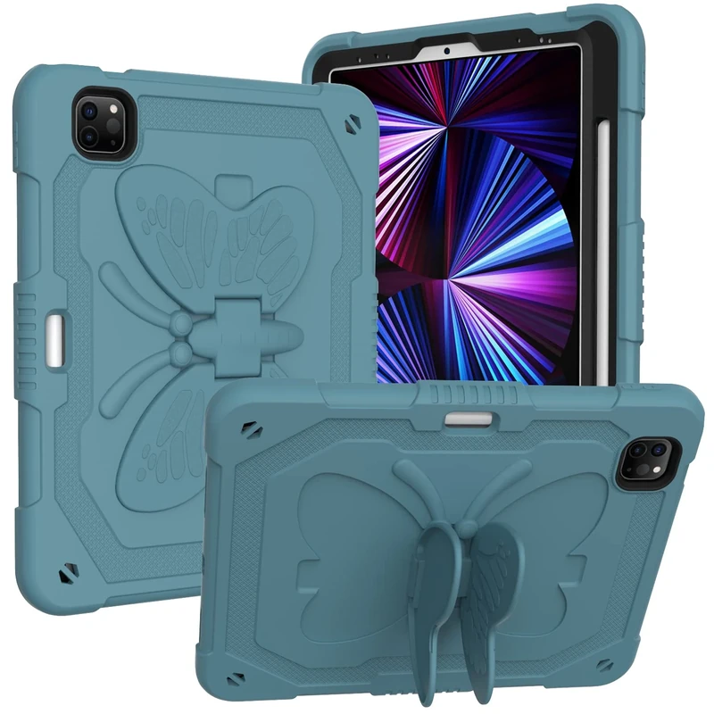 iPad Pro 11 Case 2021/2020/2018, Solid Heavy Duty Silicone Case with Rotating Kickstand Protective Cover for iPad Pro 11 Inch 3rd/2nd Generation