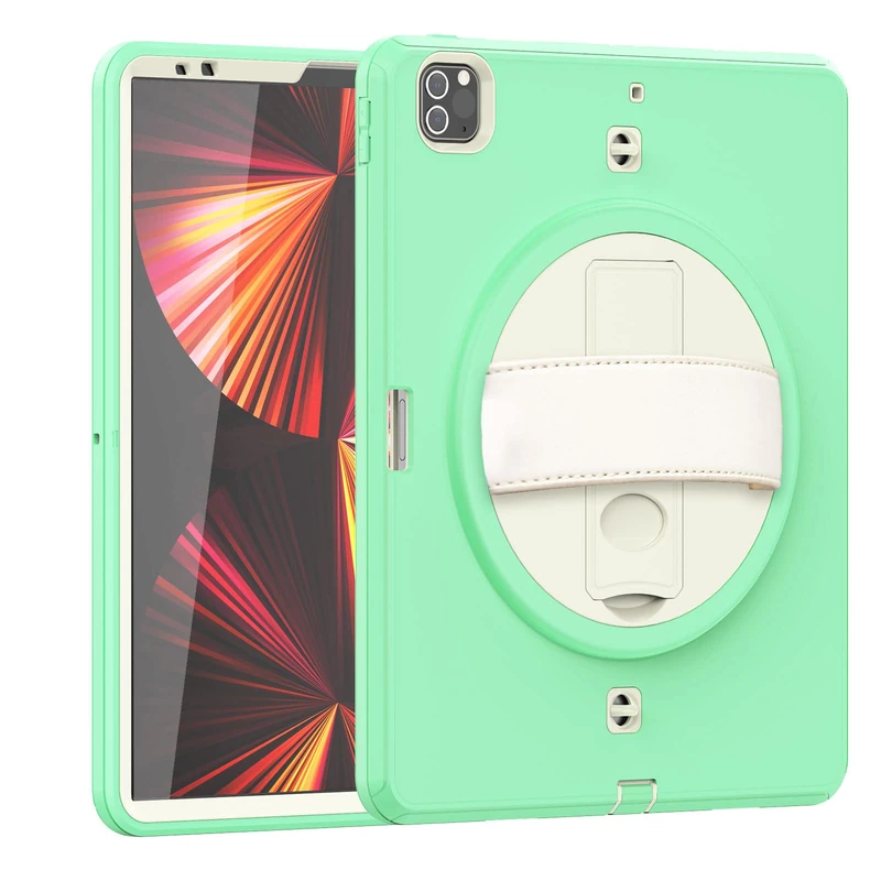 iPad Pro 12.9 Case 2021/2020, with 360 Rotating Stand Handle/Crossbody Pencil Holder, for iPad Pro 12.9 Inch 5th/4th Generation Tablet Case-Green