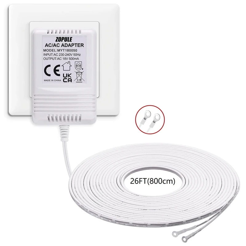 18V 500mA Doorbell Transformer, Video Doorbell Power Adapter for All Versions of Ring Doorbell, Nest Hello and Other Video Doorbell,Power Supply with 8M (315") Long Cable