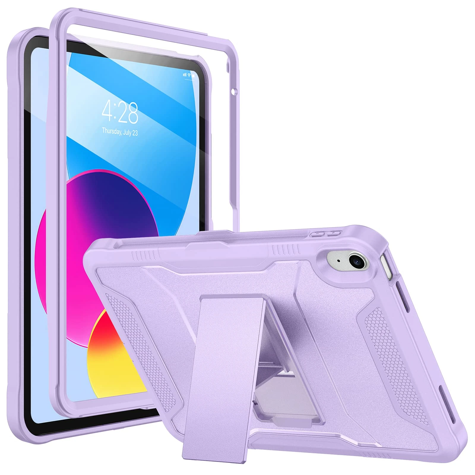 Soke Case for iPad 11th Generation 11-inch (A16) 2025, iPad 10th Generation 10.9-inch 2022, with Built-in Screen Protector and Kickstand, Rugged Full Body Protective Cover -Violet
