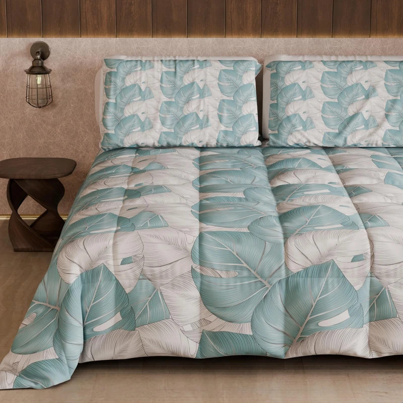 PETTI Artigiani Italiani - Double Winter Quilt, Double Duvet, Plain Colour and Digital Print Tropical Light Blue A, Made in Italy