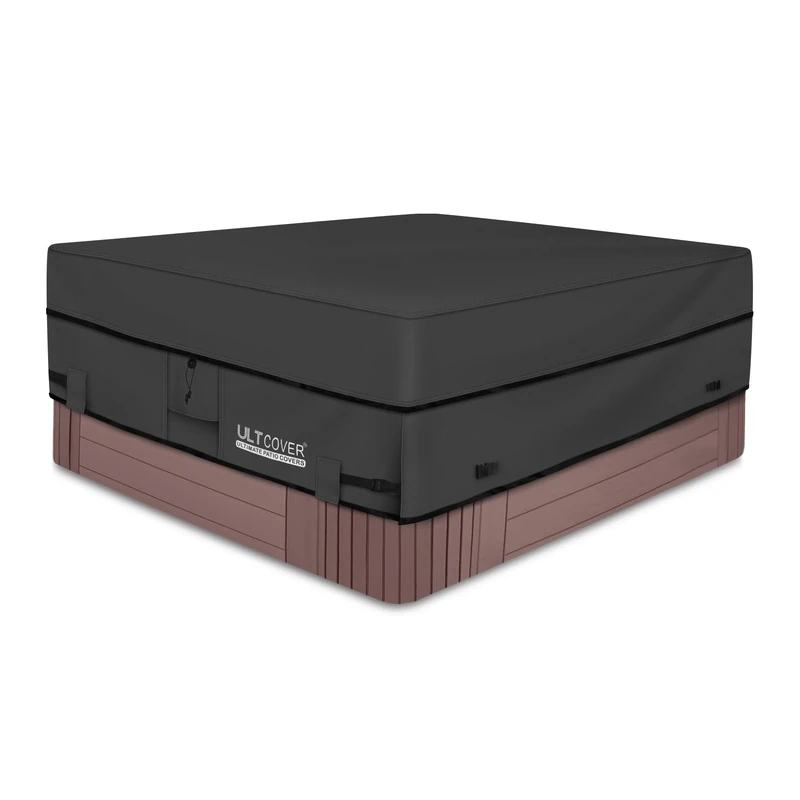 ULTCOVER Waterproof 600D Polyester Square Hot Tub Cover Outdoor SPA Covers 72 x 72 inch Black