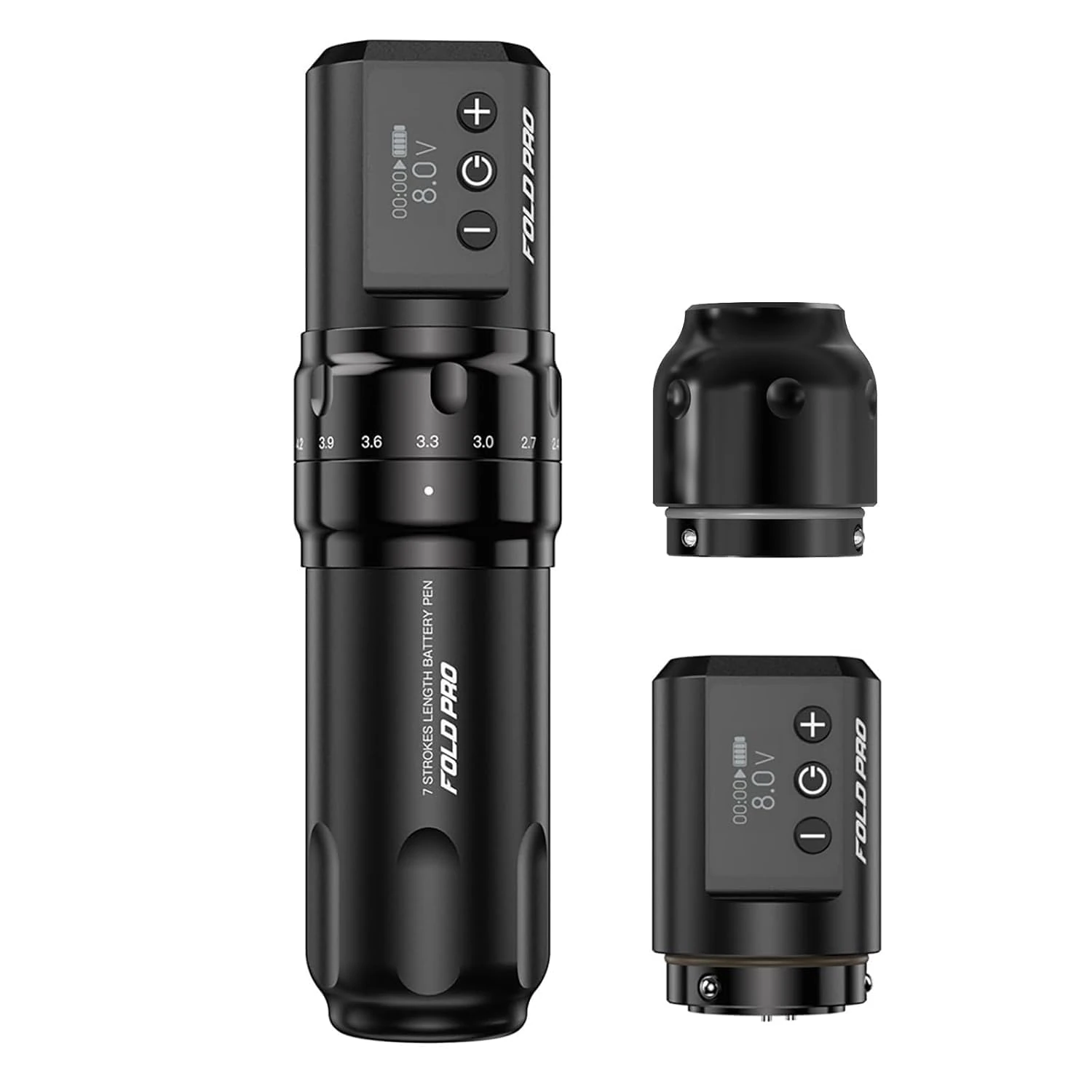 Dragonhawk Fold Pro Wireless Tattoo Machine Pen with 7 Strokes Length 2.4-4.2mm, 2pcs 1500mAh Battery for Professional Tattoo Artists