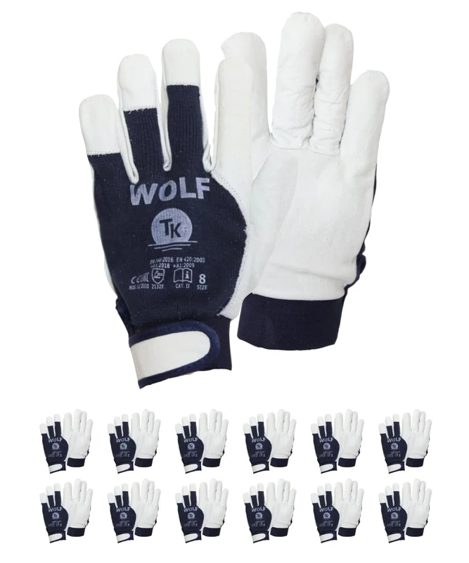 TK Wolf Work Gloves Set of 12 Pairs Breathable Cotton Gardening Work Safety (10)