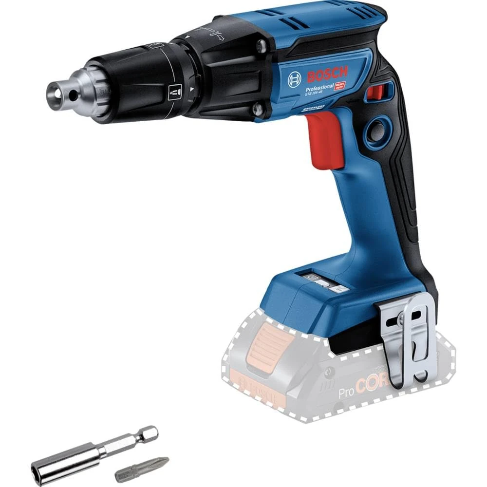 Bosch Professional 18V System Cordless Drywall Screwdriver GTB 18V-45 (incl. 1x Screwdriver bit, 1x Belt Clip, 1x bit Holder, Without Battery/Charger)