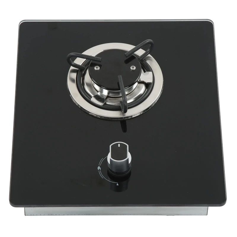 CUEI Gas Stove Single Side Grill Burner, 11.4 x 12.8in 1.8Kw Power Tempered Glass Panel RV Gas Cooktop, Portable Stainless Steel Free Fire Adjustment Drop-in Gas Hob for Caravan Yacht Boat Kitchen