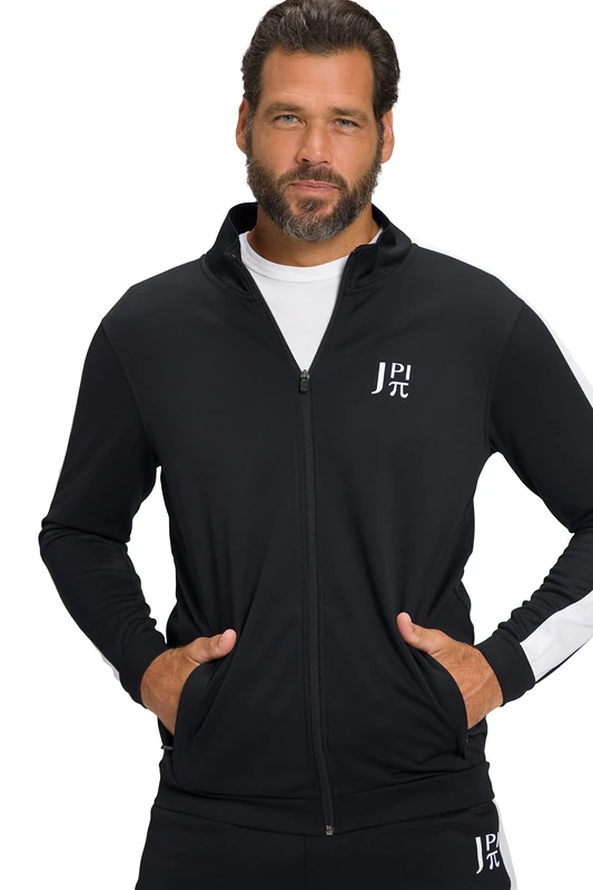 JP 1880 Men's Jay-Pi Stand-Up Collar, Shoulder Stripes, up to 8X Training Jacket, Black, 3XL, black, XXXL