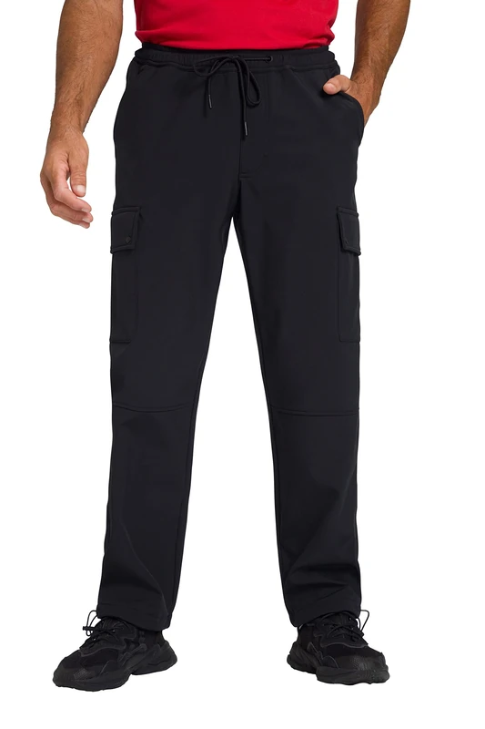 JP 1880 Men's Trekking Softshell Trousers, Cargo Pants, Black, XL