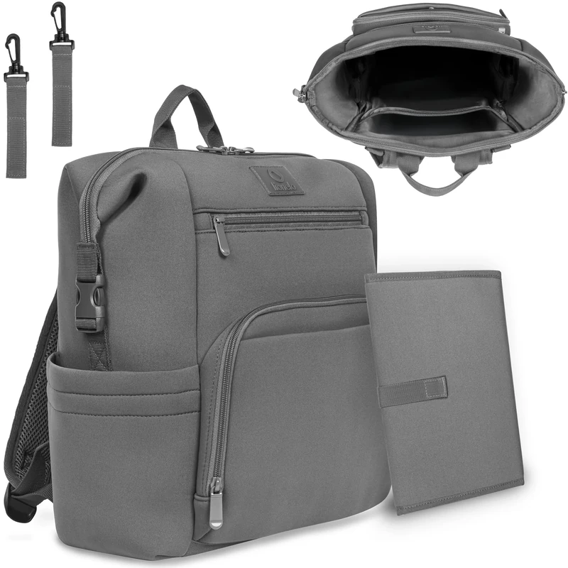 lionelo Cube The Ultimate Changing Bag Backpack with 12 pockets, including a Thermal pocket and changing mat, Conveniently Attach to Pushchair with Straps, Lightweight, Multifunctional, Waterproof