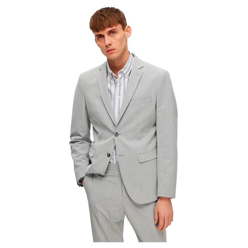 SELETED HOMME Men's Slhslim-Liam BLZ Flex B Noos Blazer, Light Grey Mix, 50R