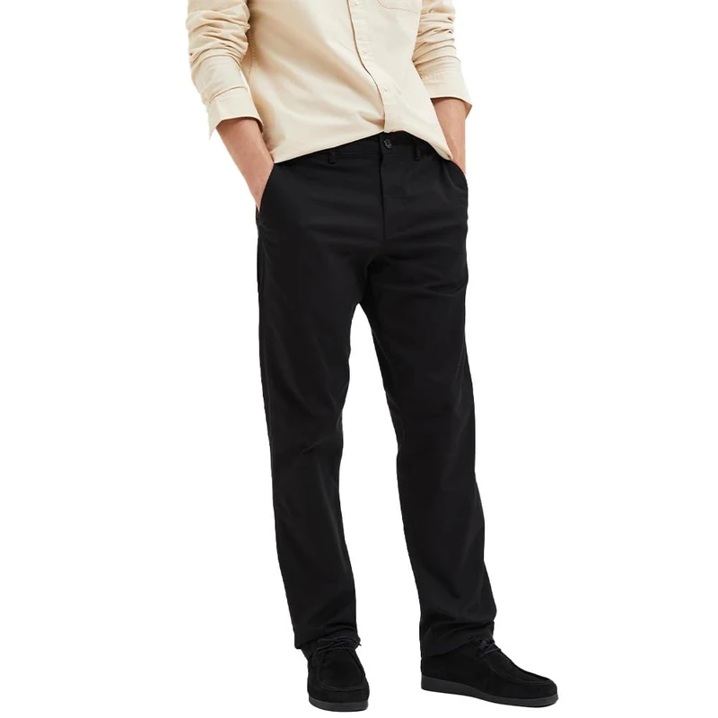 SELETED HOMME Men's SLHSTRAIGHT-New Miles 196 Flex Pants W N Chino, Black, 36/32, Black, 36 W/32 L