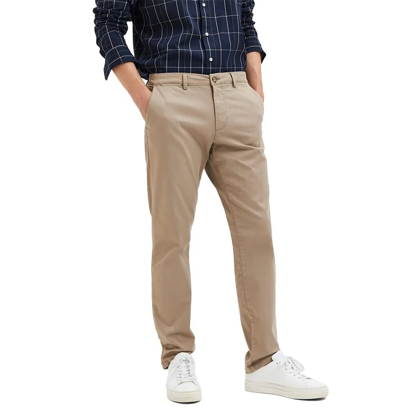 SELETED Homme Men's SLHSLIM-New Miles 175 Flex Pants W N Chino, Greige, 38/32, Greige, 38 W/32 L