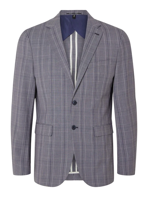 SELETED HOMME Men's Slhslim-Elon Md Chk BLZ Flex B Noos Blazer, Insignia Blue/Checks: Check, 46R