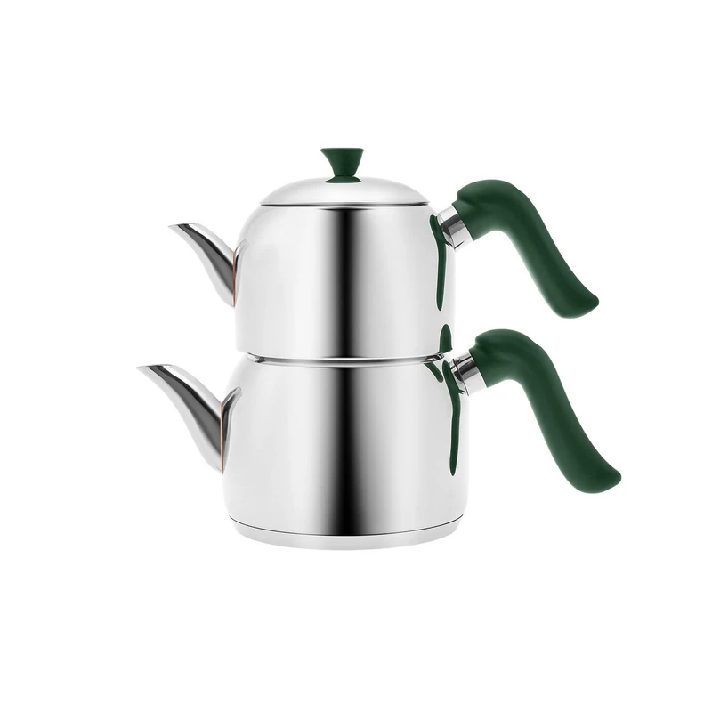 Karaca Edena Midi Teapot Set, Red Steel, Suitable for Induction Operation, 1.5L Teapot, 2L Drinker
