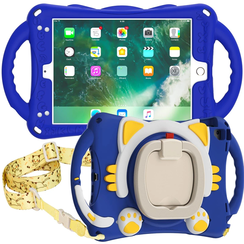 Kids Case Compatible for iPad 9.7 Inch 2018/2017 Case for Kids, Shockproof Carrying Handle, Shoulder Strap, Kids Bumper Case - Image 1
