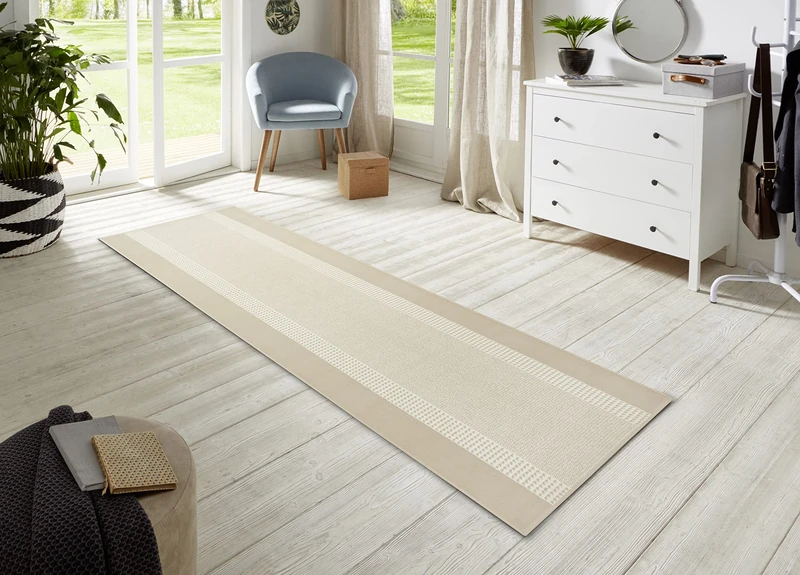 HANSE Home Rug Runner Band 80 x 350 cm - Carpet Runner Soft Short Pile Rug Modern Design Runner for Hallway, Bedroom, Children's Room, Bathroom, Living Room, Kitchen Decor Runner - Ivory