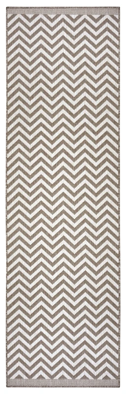 NORTHRUGS Indoor and Outdoor Palma Rug 80 x 350 cm - Reversible Rug Weatherproof Modern Design Zig-Zag Pattern Rug for Balcony Patio Garden Conservatory Living Room Rug Waterproof in Linen