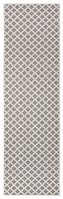 NORTHRUGS Indoor and Outdoor Rug Nizza 80 x 350 cm - Reversible Rug Weatherproof Modern Geometric Pattern for Balcony Patio Garden Conservatory Kitchen Living Room Rug Waterproof in Linen