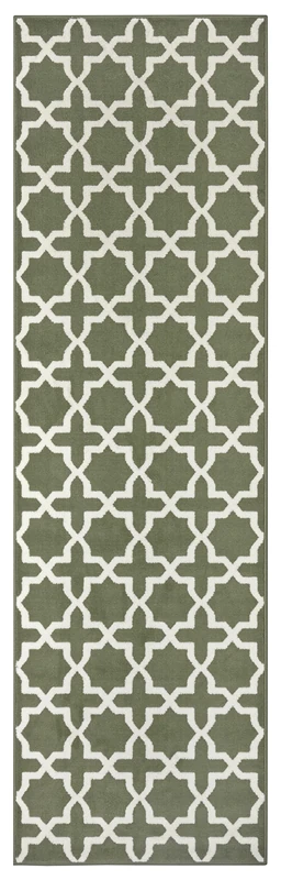 HANSE Home Glam Rug Runner 80 x 500 cm - Carpet Runner Soft Short Pile Rug Geometric Design Runner for Hallway, Bedroom, Children's Room, Bathroom, Living Room, Kitchen Decor Runner - Green