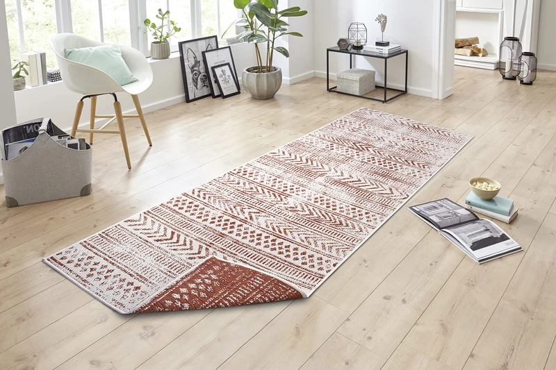NORTHRUGS Biri Indoor and Outdoor Rug 80 x 350 cm Reversible Rug Weatherproof Boho Style Vintage Design Rug for Balcony Patio Garden Conservatory Living Room Waterproof