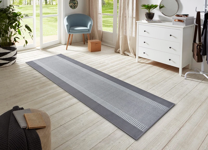 HANSE Home Rug Runner Band 80 x 250 cm - Carpet Runner Soft Short Pile Rug Modern Design Runner for Hallway, Bedroom, Children's Room, Bathroom, Living Room, Kitchen Decor Runner - Light Grey