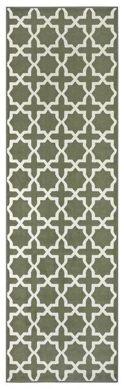 HANSE Home Glam Rug Runner 80 x 350 cm - Carpet Runner Soft Short Pile Rug Geometric Design Runner for Hallway, Bedroom, Children's Room, Bathroom, Living Room, Kitchen Decor Runner - Green