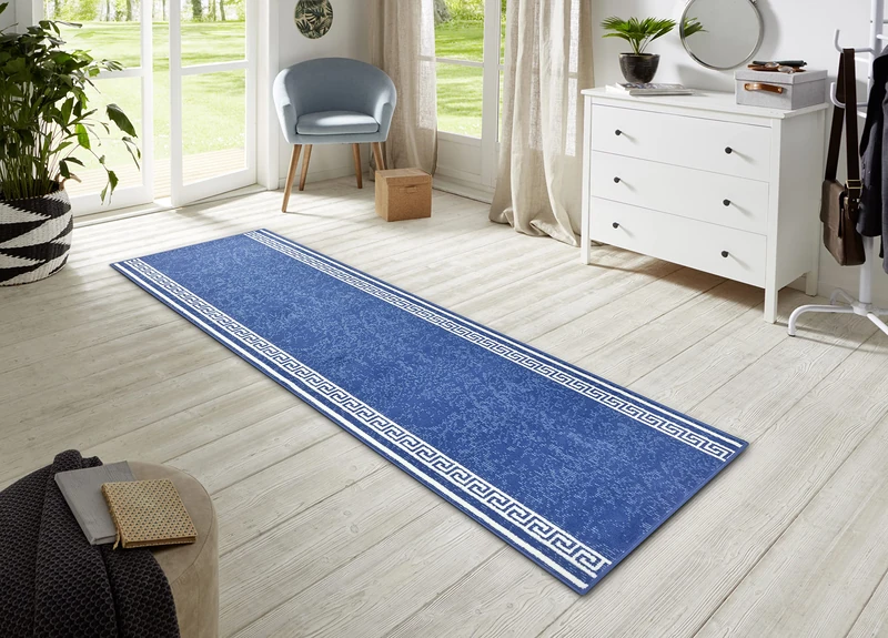 HANSE Home Casa Rug Runner 80 x 300 cm - Soft Short Pile Rug Modern Design Runner for Hallway, Bedroom, Children's Room, Bathroom, Living Room, Kitchen Decorative Runner - Denim Blue