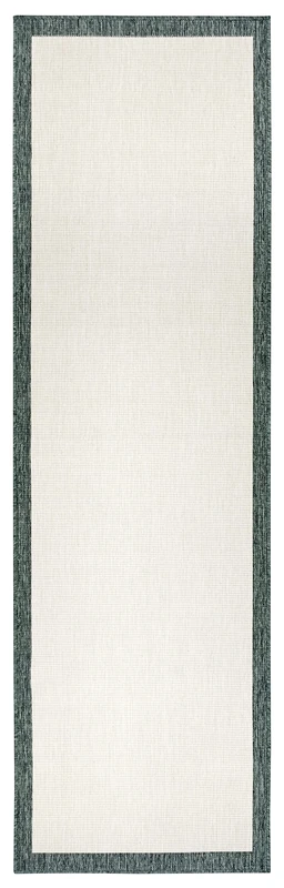 NORTHRUGS Indoor and Outdoor Panama Rug Reversible Rug Weatherproof Modern Plain Design with Border Runner for Balcony Patio Garden Conservatory Living Room Waterproof Green