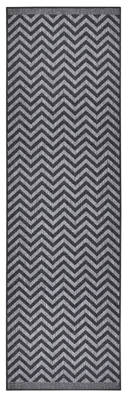 NORTHRUGS Indoor and Outdoor Rug Palma 80 x 350 cm Reversible Rug Weatherproof Modern Design ZigZag Pattern Rug for Balcony Patio Garden Conservatory Living Room Waterproof in Night Silver