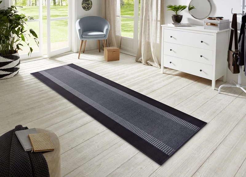 HANSE Home Rug Runner Band 80 x 300 cm - Carpet Runner Soft Short Pile Rug Modern Design Runner for Hallway, Bedroom, Children's Room, Bathroom, Living Room, Kitchen Decor Runner - Black