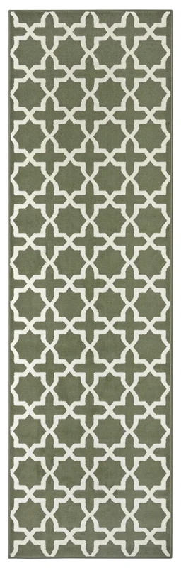 HANSE Home Glam Rug Runner 80 x 400 cm - Carpet Runner Soft Short Pile Rug Geometric Design Runner for Hallway, Bedroom, Children's Room, Bathroom, Living Room, Kitchen Decor Runner - Green