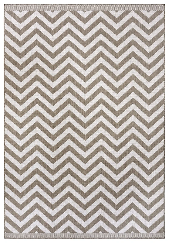 NORTHRUGS Indoor and Outdoor Palma Rug 160 x 230 cm - Reversible Rug Weatherproof Modern Design Zig-Zag Pattern Rug for Balcony Patio Garden Conservatory Living Room Rug Waterproof in Linen