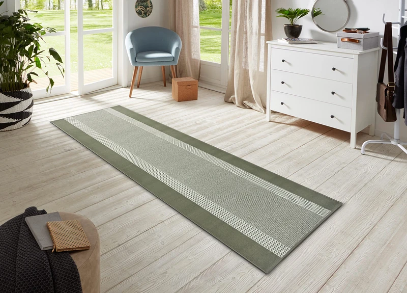 HANSE Home Rug Runner Band 80 x 300 cm - Carpet Runner Soft Short Pile Rug Modern Design Runner for Hallway, Bedroom, Children's Room, Bathroom, Living Room, Kitchen Decor Runner - Green