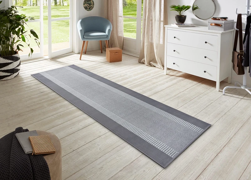 HANSE Home Rug Runner Band 80 x 500 cm - Carpet Runner Soft Short Pile Rug Modern Design Runner for Hallway, Bedroom, Children's Room, Bathroom, Living Room, Kitchen Decor Runner - Light Grey