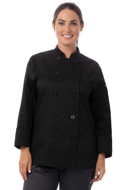 Chef Works Women's Le Mans Chef Coat, Black, XXL