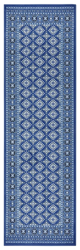 Nouristan Oriental Short Pile Rug, Sao Buchara Living Room Rug, Modern Design for Living Room, Kitchen, Hallway, Dining Room, Bedroom, Denim Blue, 80 x 250 cm