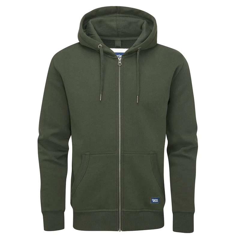 Charles Wilson Men's Full Zip Midweight Hoody (XL, Dark Olive (0822))