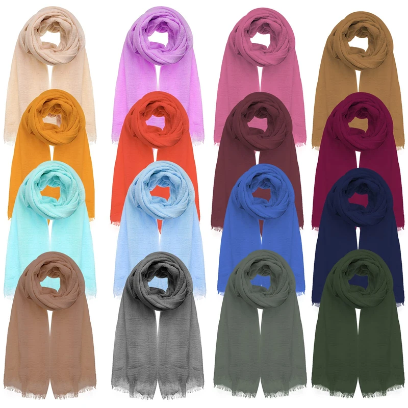 16 Pcs Women Soft Scarf Shawl Lightweight Long Scarf Women's Scarves and Wraps Travel Shawl for All Season, 16 Colors, Multicolor - Image 1