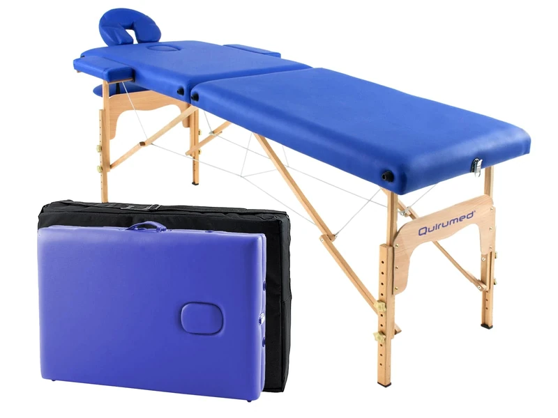 QUIRUMED Easy Wooden Folding Stretcher 182 x 60 cm, Blue